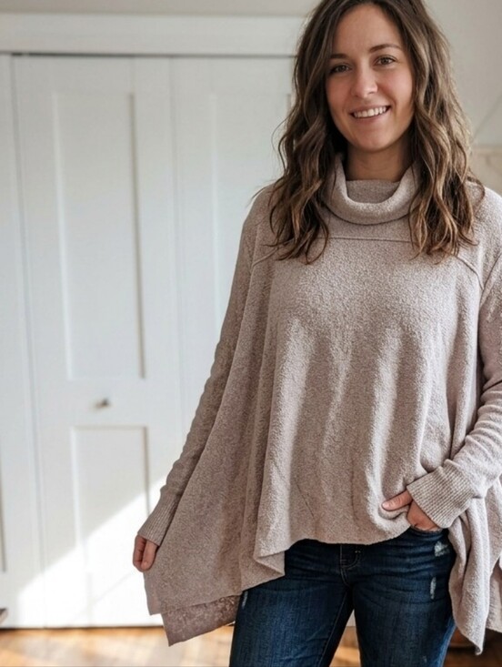 Free People Sweaters - Free People Relaxed Cowl Neck Sweater in Beige Oatmeal Size Small